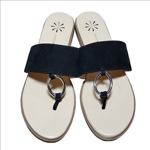 Isaac Mizrahi Live! Black Suede Silver Embellished Jasmine Sandals Size 9 EUC